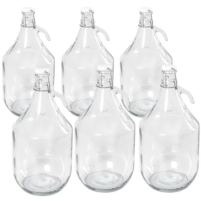Produktbild von MIKONI 6 STÜCK x Bügelflaschen 5L, Gärballon mit Bügelverschluss, Glasballon Weinballon Fass 5000 ml Weithalsballon Flasche