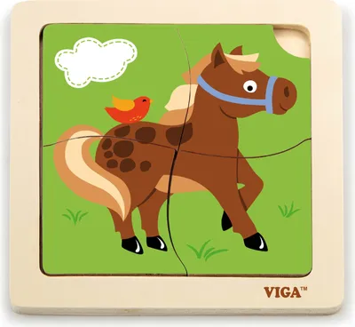 Obrázok produktu pre Drevené puzzle pre najmenších Viga 4 ks Koník