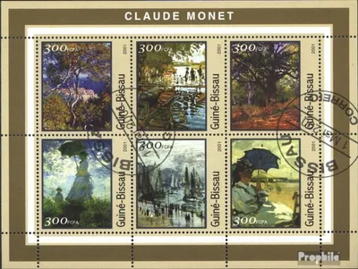 Produktbild von Briefmarken Guinea-Bissau 2001 Mi 1612-1617 Kleinbogen gestempelt Monet-Gemälde