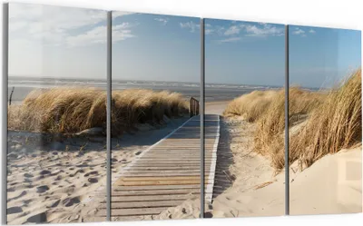 Produktbild von DEQORI Glasbild Echtglas 4x30x60 cm 'Strandaufgang am Meer' Wandbilder XXL groß