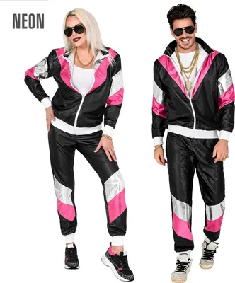 Produktbild von Schwarzer 80er Jahre Lederlook Trainingsanzug - Jogginganzug Gr. S bis 2XL - Bad Taste S - 170-177 cm
