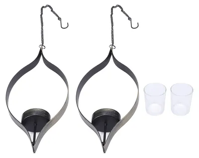 Immagine prodotto di 2 portacandele da parete in metallo, stile vintage, lampada decorativa in ferro, supporto per candele