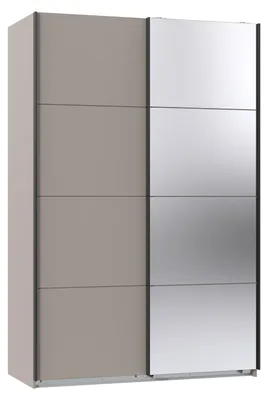 Produktbild von Schwebetürenschrank >AALST< in SAHARAGRAU / SPIEGEL - 135x208x65cm (BxHxT)