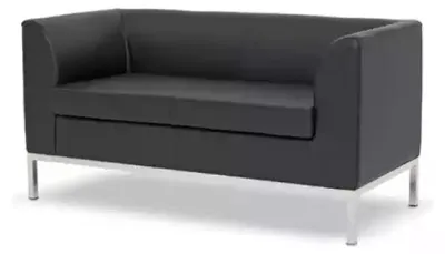 Produktbild von Arbeitszimmer Zweisitzer Schwarzes Polstersofa Textilcouch Büromöbel Sofa