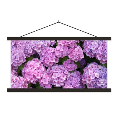 Produktbild von MuchoWow® Textilposter Blumen - Hortensie - Strauch - Rosa - Blütenblätter 60x30 cm mit schwarzem Rahmen - Textilien