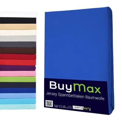 Produktbild von Buymax Spannbettlaken 60x120cm Baumwolle 100% Kinderbett Spannbetttuch Baby Bettlaken Jersey, Matratzenhöhe bis 15 cm, Farbe Dunkelblau