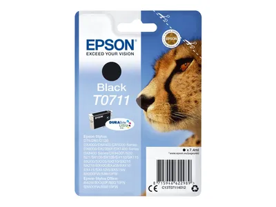 Produktbild von Epson Singlepack Black T0711 DURABrite Ultra Ink, Standardertrag, Schwarz, Tinte auf Pigmentbasis, 7,4 ml, 1 Stück(e), Einzelpackung