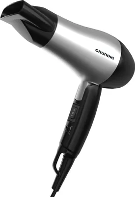 A studio shot of a GRUNDIG hair dryer against a white background.