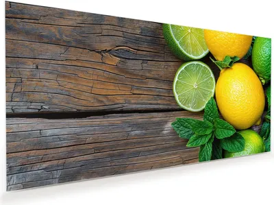 Produktbild von Glasbild 100x50cm in XXL für Wohnzimmer, Schlafzimmer Motiv Zitrusfruechte Holz