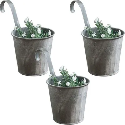 Produktbild von Famanu Hängende Pflanzenkübel Set - 3 Metalltöpfe mit Haken