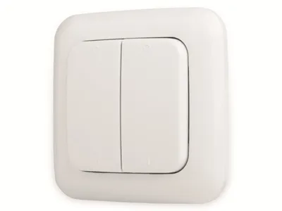 Produktbild von Smartwares SH4-90159 Drahtloser Doppelwandschalter mit Batterie SH5-TSW-B, Leiter, Weiß, Kunststoff, IP20, 433.92 MHz, 30 m