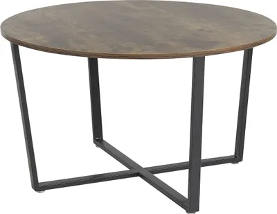 Zdjęcie produktu dla BELIANI Stolik kawowy ciemnobrązowy z czarnym blat z MDF metalowe nogi 80 cm industrialny okrągły do salonu