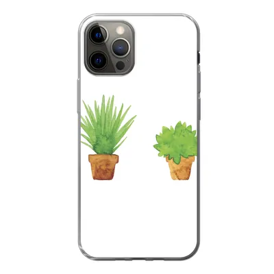 Produktbild von MuchoWow® Handyhülle Schutzhülle Hülle für iPhone 13 Pro Blumentopf - Aquarell - Pflanzen Silikon Softcase Handy Hülle - Handy-Tasche