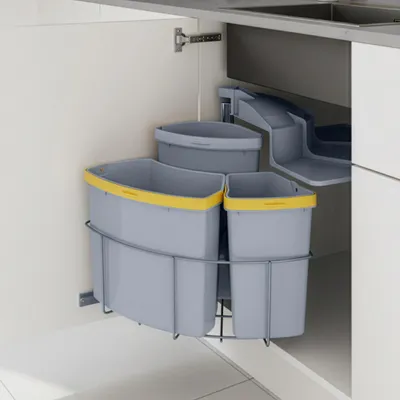 Immagine prodotto di Cestino da incasso "Kollby" 2 x 12L+1 x 6L girevole in plastica con coperchio Grigio