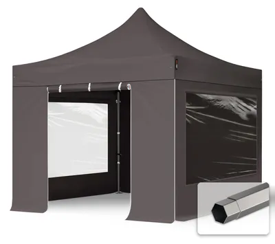 Image de TOOLPORT 3x3 m Tonnelle pliante Acier, PES 750, côtés panoramiques, gris foncé
