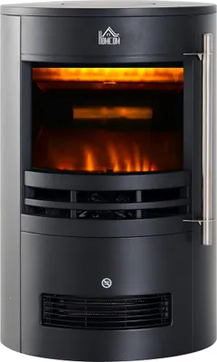 Zdjęcie produktu dla Kominek elektryczny HOMCOM z grzałką, kominek elektryczny z efektem płomienia LED, kominek dekoracyjny 900/2000 W, piec kominkowy elektryczny, czarny
