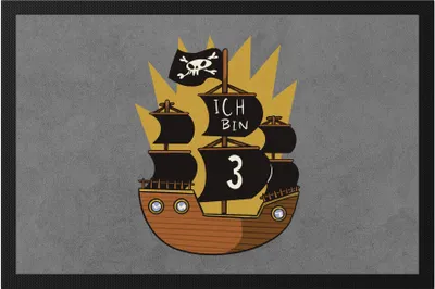 Produktbild von Geburtstag 3 Jahre Fußmatte 3 Jahre 3. Geburtstag Piraten Pirat Motto