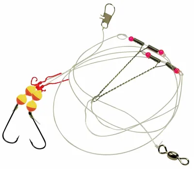 Produktbild von Dieter Eisele Schollenvorfach gelb/rot 110cm 0,40mm 2 Haken Gr. 2