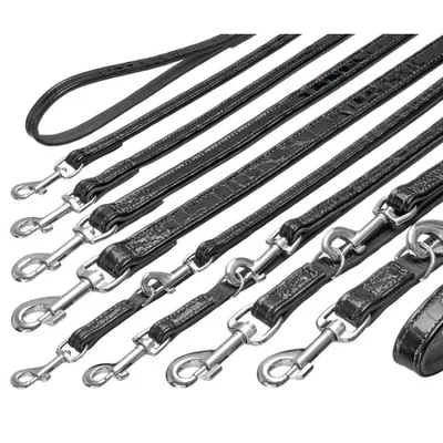 Produktbild von Karlie BUFFALO KROKO Büffelleder-Leine - Schwarz - 18 mm, 100 cm