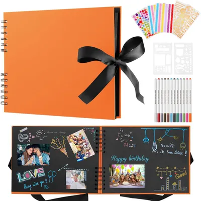 Imagen del producto de Álbum de fotos con 80 páginas en blanco, de 38x20 cm, para personalizar, ideal para bebés y familias