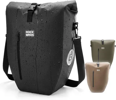 Produktbild von ROCKBROS 3in1 Fahrrad Gepäckträgertasche 100% Wasserdicht Rolltop Schnellverschluss Reflektierend 20L für Pendeln Einkauf Grün