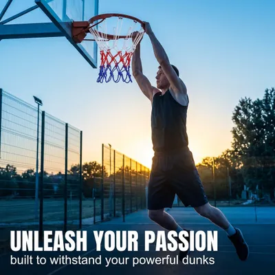 Imagen del producto de Conjunto de redes para baloncesto, 3 unidades, fabricadas con nylon reforzado de 4 mm, con 12 ojales, resistentes a la intemperie, para uso en baloncesto