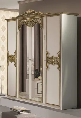 Produktbild von Kleiderschrank Eva 4 türig in Weiß Gold Klassisch