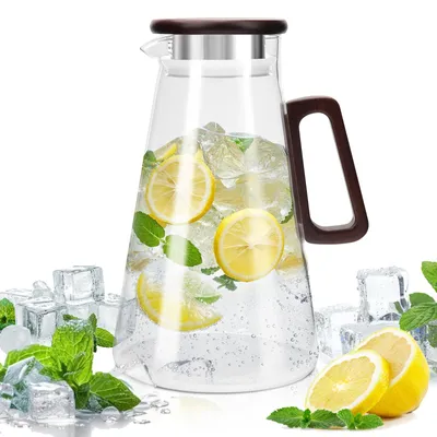Glaskaraffe 1800 ml mit Filter & Deckel, Borosilikatglas