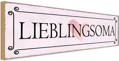 Produktbild von vianmo Holzschild 10x27 cm Lieblingsoma Herz Opa Oma