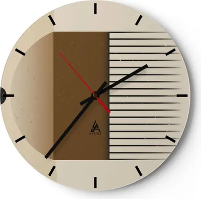 Produktbild von Wanduhr - Rund - Glasuhr - Abstraktion Geometrisch Boho - 40x40cm - Schleichendes Uhrwerk - Lautlos - zum Aufhängen bereit - Dekoration Modern - Wanddekoration aus Glas - C3AR40x40-4826