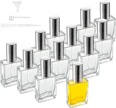 Imagen del producto de Juego de botellas de vidrio con atomizador, 12 unidades, con embudo y pipeta, para perfumes y aceites esenciales