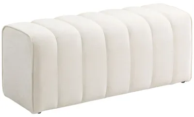 Produktbild von Moderne Schlafzimmerbank, Polsterbank mit Holzrahmen, bis zu 220 kg belastbar, Fußstütze, Cremeweiß