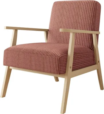 A studio shot of a single armchair against a white background.