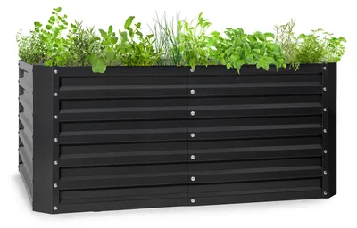 Produktbild von Blumfeldt Hochbeet aus Metall, Wetterfestes Stahl-Hochbeet für Balkon & Garten, Rostfreies Hochbeet Verzinkt, Freistehende Hochbeete 120x60x60 cm, 432L Pflanzkübel Groß für Blumen, Obst, Gemüse