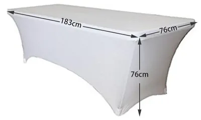 Obrázok produktu pre Poťahy na stoly pre pivné stany, elastické, rozmery 183 x 76 x 76 cm, biela farba