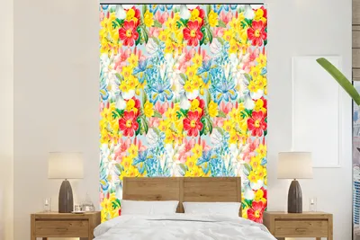 Produktbild von MuchoWow® Fototapete für Wohnzimmer oder Schlafzimmer Wandtapete Vinyl Motivtapete Blumen - Frühling - Collage - 200x300 cm - Wanddekorationen