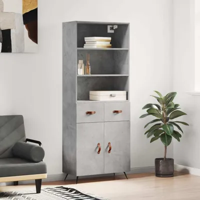 Produktbild von vidaXL Highboard Betongrau 69,5x34x180 cm Holzwerkstoff