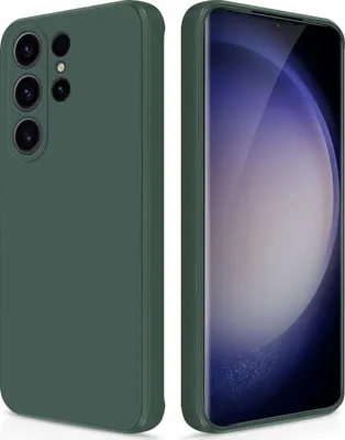 Produktbild von Silikon Hülle für Samsung Galaxy S23 Ultra Flüssigsilikon Dünn Gel Gummi Matt Kratzfeste Schutzhülle Nachtgrün