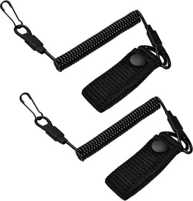 Immagine prodotto di Cordini di sicurezza per attività all'aperto - Cordino elastico per attrezzatura da outdoor - Escursionismo, alpinismo, campeggio, pesca - 2 pezzi (nero)