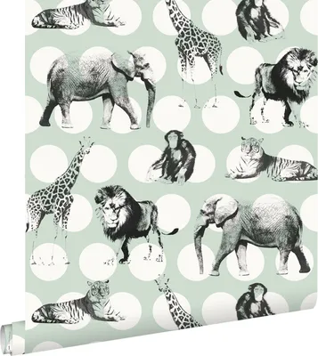 Zdjęcie produktu dla ESTAhome Tapeta zwierzęta z kropkami miętowej zieleniIczarnym - 128713 - 53 cm x 10,05 m