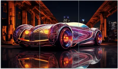 Produktbild von Wallario Herdabdeckplatte aus Glas, Größe 90 x 52 cm 3-teilig, Motiv Lichtspiel-Roadster