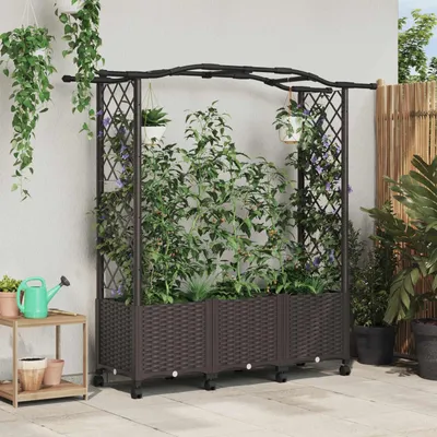 Obrázok produktu pre Maison Exclusive – Vyvýšený záhon s oporou na popínavé rastliny a strechou, hnedý, 164 x 40 x 144 cm, PP (polypropylén)