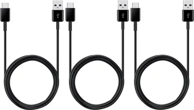 Produktbild von 3x Typ-C Ladekabel für Original Samsung Galaxy S21, S21 Plus, S21 Ultra, S21 FE Datenkabel 1,2m schwarz USB-Ladegerätkabel Aufladekabel Type-C Charging-Cable