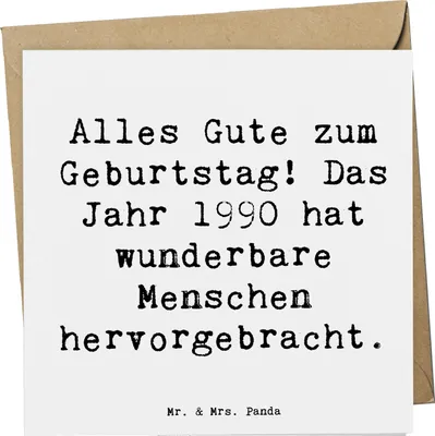 Produktbild von Mr. & Mrs. Panda Klappkarte Spruch 1990 Geburtstag - Weiß - Geschenk, doppelkarte, Geburtstagsfeier, Glückwunschkarte, Geboren am, Geburtstagsgeschenk, anlasskarte, Alter