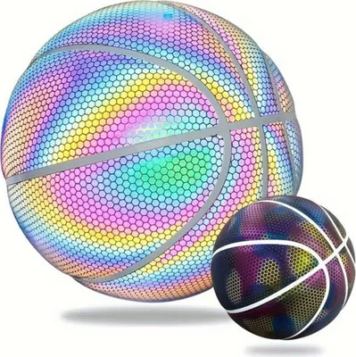 Produktbild von Reflexní holografický basketbalový míč, lesklý a jasný pro večerní hry, basketbalové dárky pro děti - FLASHBALL