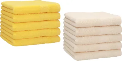Produktbild von Betz 10 Stück Gästetücher 30x50 cm PREMIUM 100% Baumwolle Set  Farbe: gelb und beige