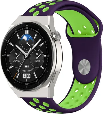 Produktbild von Strap-it Huawei Watch GT 3 Pro 46mm Sportarmband (Lila/Grün)