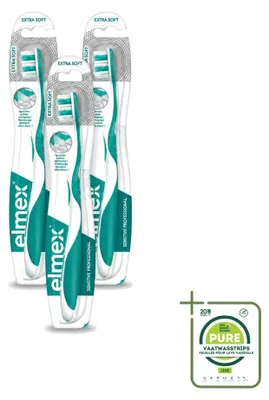 Zdjęcie produktu dla 3 sztuki szczoteczki do zębów Elmex Sensitive Professional - bardzo miękka - opakowanie zbiorcze