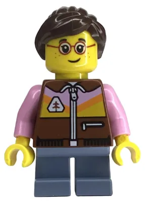 Produktbild von LEGO Minifigur Child - Girl, Reddish Brown Jacket, Sand Blue Short (bdp148)