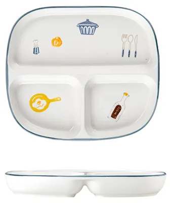 Image de Omgoods - Assiette de régime en céramique avec compartiments divisés